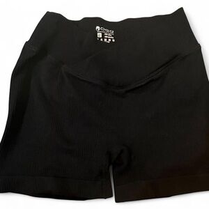 OQQ ribbed shorts with criss cross at the waist